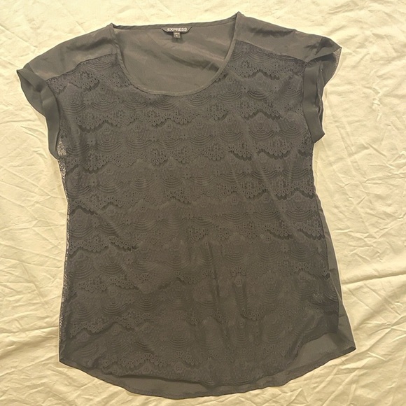 Delicate sheer black lace front top (fits a medium) - Picture 2 of 9